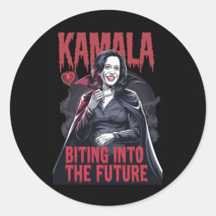 Kamala Biting The Future Vampire Kamala Harris Hal Classic Round Sticker