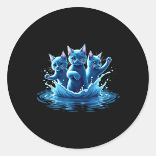Kamala Blue Cats Wave - Cute For Cat Owners  Classic Round Sticker