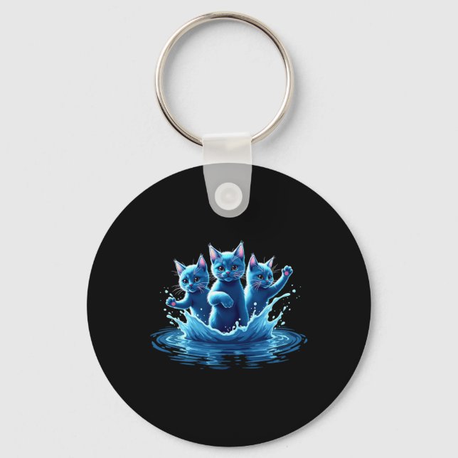 Kamala Blue Cats Wave - Cute For Cat Owners  Keychain (Front)