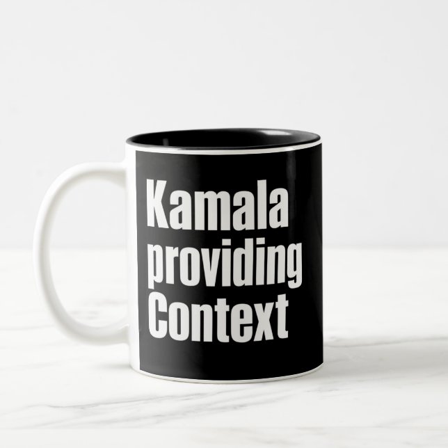 Kamala Brat Lime Green Providing Context Two-Tone Coffee Mug (Left)