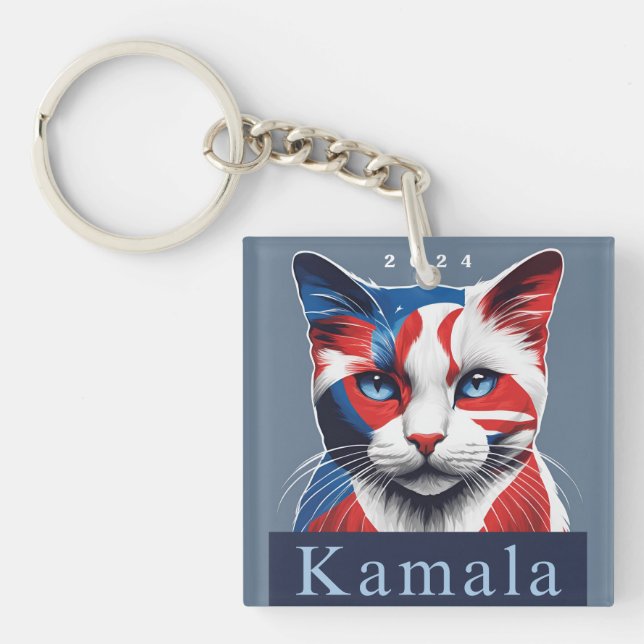 Kamala Cat 2024 US election Democrat Keychain (Front)