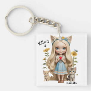 Kamala Cats Kids Custom Personalized Kitten  Keychain