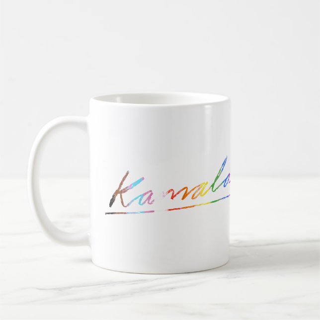 Kamala Cursive Signature Progress Pride Coffee Mug (Left)