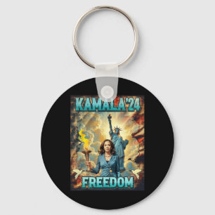 Kamala For President Slogan Statue Liberty Pro Har Keychain