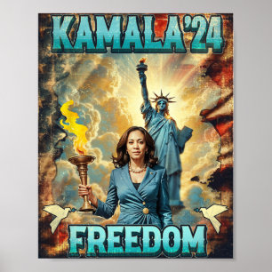 Kamala For President Slogan Statue Liberty Pro Har Poster