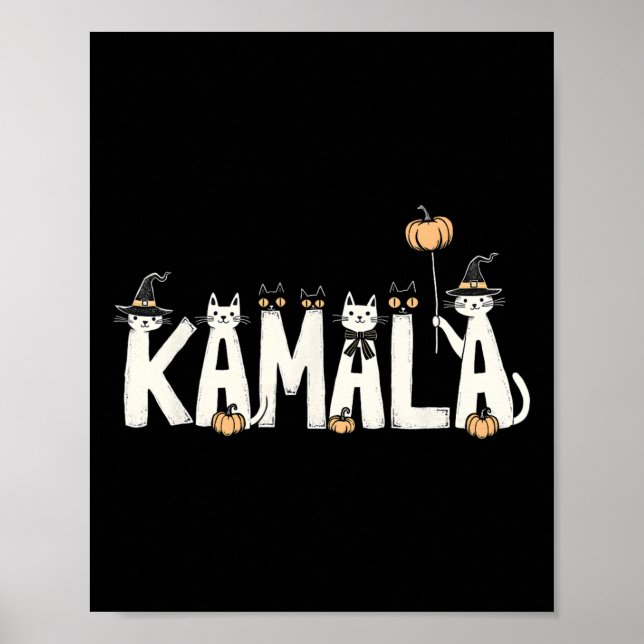 Kamala Halloween Cat Lover Witch Name Design  Poster (Front)