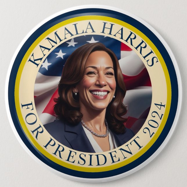 Kamala Harris 2024 6 Inch Round Button (Front)