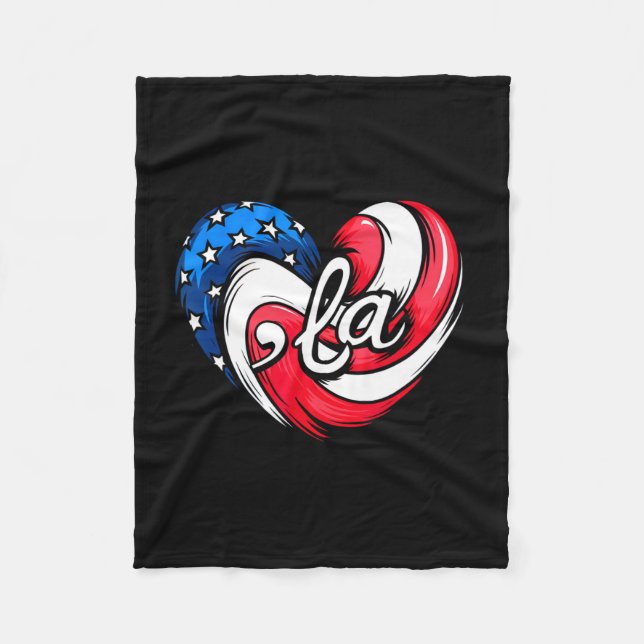 Kamala Harris 2024 American Flag Heart Comma La Pa Fleece Blanket (Front)