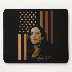 Kamala Harris 2024 American Flag Madam President E Mouse Pad