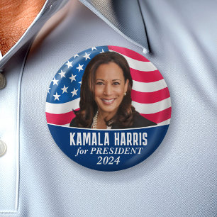 Kamala Harris 2024 - Classic Photo Flag Design 2 Inch Round Button