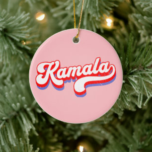 Kamala Harris 2024 Cute 2024 Election Hot Pink Ceramic Ornament