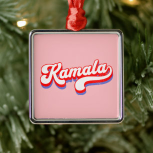 Kamala Harris 2024 Cute 2024 Election Hot Pink Metal Ornament