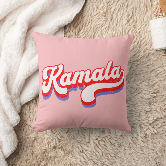 Kamala Harris 2024 Cute 2024 Election Hot Pink Throw Pillow (Blanket)