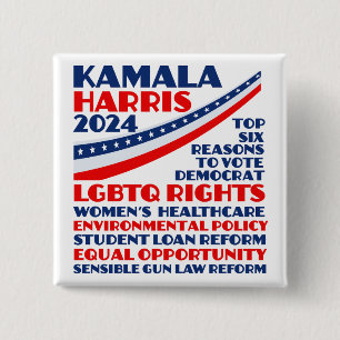 Kamala Harris 2024 Election Democrat Platform 2 Inch Square Button