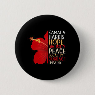 Kamala Harris 2024 Election Hope Equality Hibiscus 2 Inch Round Button
