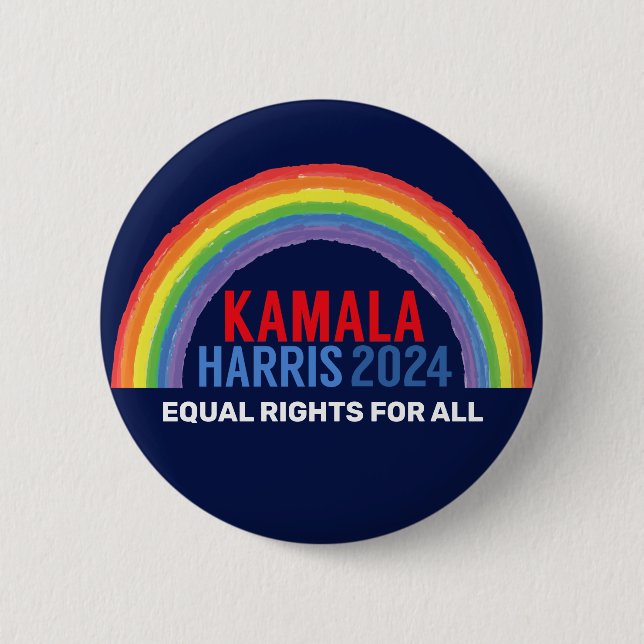 Kamala Harris 2024 Election Rainbow LGBTQ 2 Inch Round Button (Front)