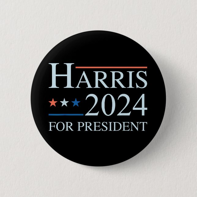 Kamala Harris 2024 For President 2 Inch Round Button (Front)