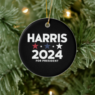 Kamala Harris 2024 For President Election Campaign Ceramic Ornament