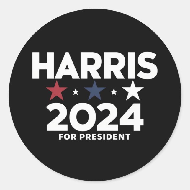 Kamala Harris 2024 For President Election Campaign Classic Round Sticker (Front)
