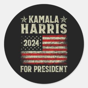 Kamala Harris 2024 For President Election Campaign Classic Round Sticker
