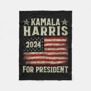 Kamala Harris 2024 For President Election Campaign Fleece Blanket