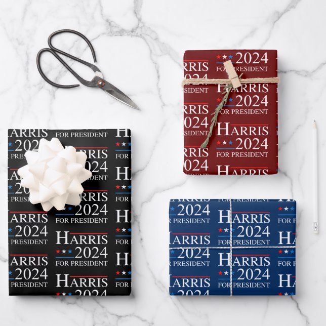 Kamala Harris 2024 For President Election Campaign Wrapping Paper Sheet (Front)