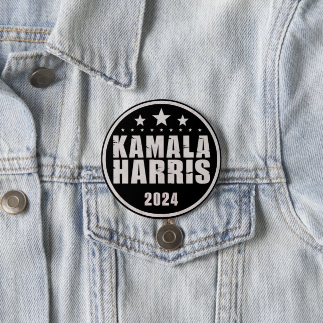 Kamala Harris 2024 For President Retro Election 3 Inch Round Button (In Situ)