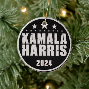 Kamala Harris 2024 For President Retro Election Ceramic Ornament