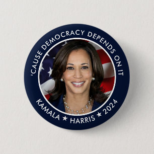 Kamala Harris 2024 for President with Photo 2 Inch Round Button