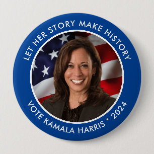 Kamala Harris 2024 Historic Collectable Photo 4 Inch Round Button
