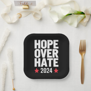 Kamala Harris 2024 Hope Over Hate Presidential Paper Plate