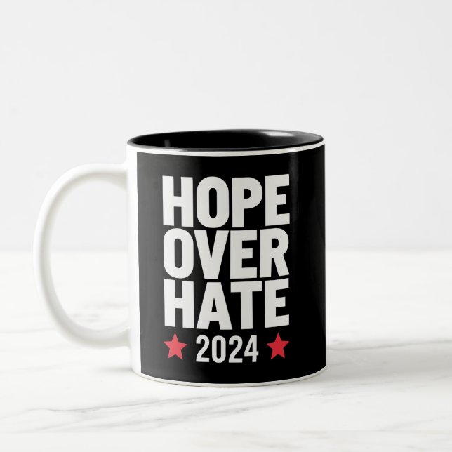 Kamala Harris 2024 Hope Over Hate Presidential  Two-Tone Coffee Mug (Left)