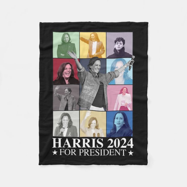 Kamala Harris 2024 Madam President Election Democr Fleece Blanket (Front)