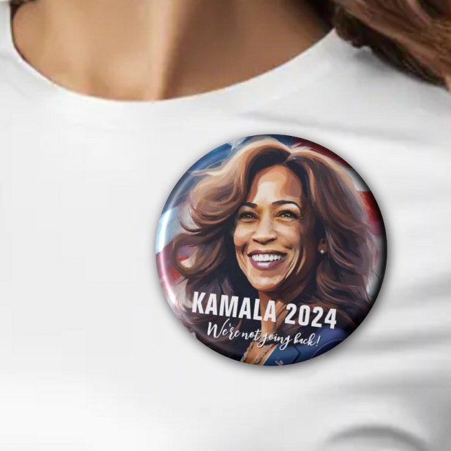 Kamala Harris 2024 Not Going Back Graphic Art 3 Inch Round Button (KAMALA HARRIS 2024 Modern Graphic Art Image with Not Going Back quote.)
