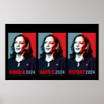 Kamala Harris 2024 Pop Art Triptych History Poster<br><div class="desc">Kamala Harris 2024 Election campaign pop art style poster of the candidate in triptych with text.  Perfect for supporting democrat Kamala Harris for president.</div>