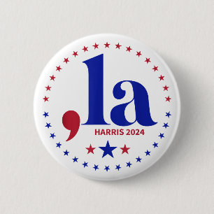 Kamala Harris 2024 President Comma La Funny 2 Inch Round Button