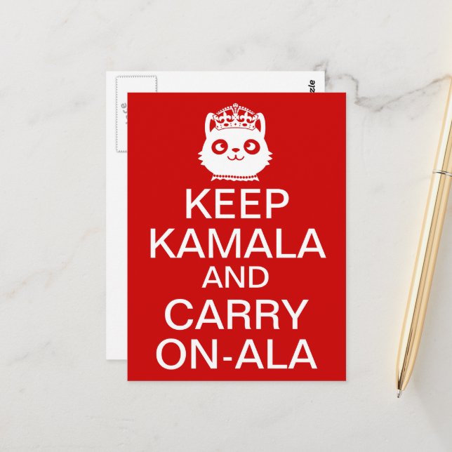 Kamala Harris 2024 President Keep Calm Carry On Postcard (Front/Back In Situ)