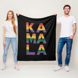 Kamala Harris 2024 Rainbow Flag Gay Pride LGBT Fleece Blanket