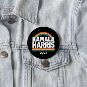 Kamala Harris 2024 Rainbow Gay Pride LGBT Election 3 Inch Round Button