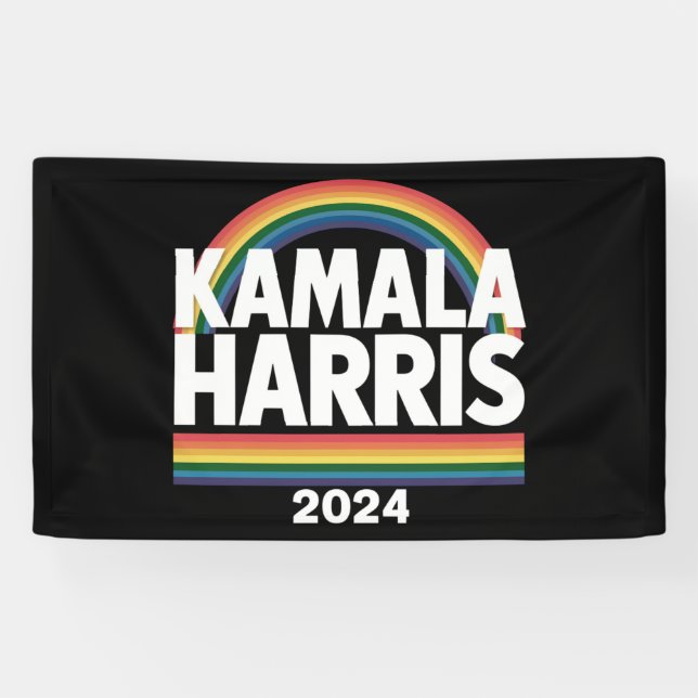 Kamala Harris 2024 Rainbow Gay Pride LGBT Election Banner (Horizontal)