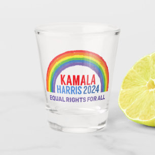Kamala Harris 2024 Rainbow LGBTQ Rights Shot Glass