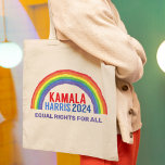 Kamala Harris 2024 Rainbow LGBTQ Rights Tote Bag<br><div class="desc">Vote for Kamala Harris in 2024. Cute political rainbow tote bag for LGBTQ democrat voters in America. Order this election design with the LGBT message for equal rights for all.</div>