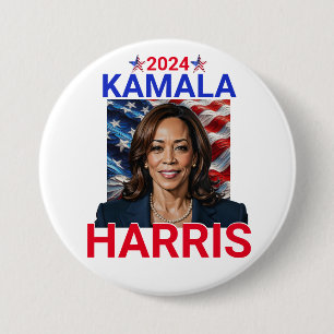 Kamala Harris 2024 Red, White and Blue 3 Inch Round Button