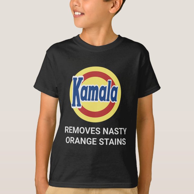 Kamala Harris 2024 Removes Nasty Orange Stains Fun T-Shirt (Front)