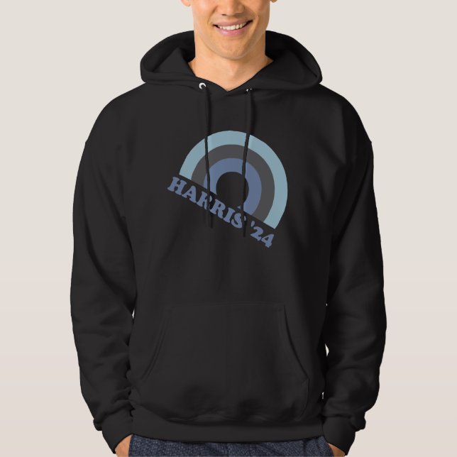Kamala Harris 2024 Retro Rainbow  Hoodie (Front)