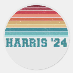 Kamala Harris 2024 Retro Sunset Vintage Classic Round Sticker