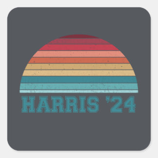 Kamala Harris 2024 Retro Sunset Vintage Square Sticker