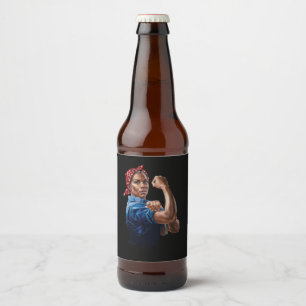 Kamala Harris 2024 Rosie The Riveter Childless Cat Beer Bottle Label