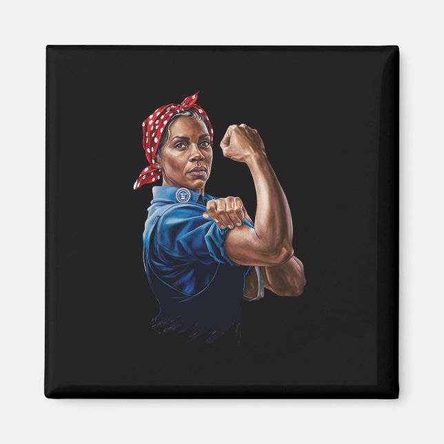 Kamala Harris 2024 Rosie The Riveter Childless Cat Magnet (Front)
