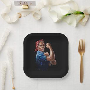 Kamala Harris 2024 Rosie The Riveter Childless Cat Paper Plate